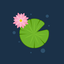 Lily Pad And Lotus Vector. Wallpaper. Free Space For Text. Background. Poster. Lotus Flower.