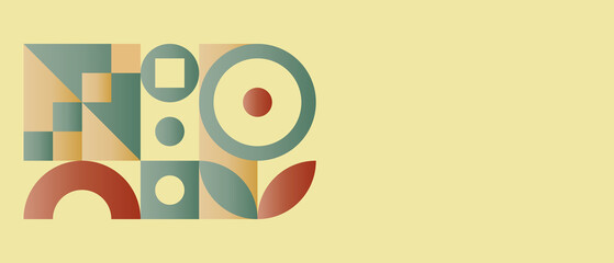Wall Mural - mosaic with geometric shapes in the style of a scandinavian pattern, pastel background for a postcar