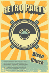 Wall Mural - Retro party. Poster template with retro style boombox. Design element for banner, sign, flyer. Vector illustration