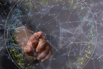 network holding in hand 3d connection data