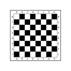 Poster - Chessboard for game. Table of chess board. Pattern of chess. Black-white checkerboard texture. Chessboard with letters and numbers. Wood square for checkmate. Icon of table. Vector