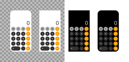 Poster - Calculator app. Mobile app for calculate with interface in smartphone screen. Number on calculator. Software with ui for cellphone. Design mockup with keyboard. Vector