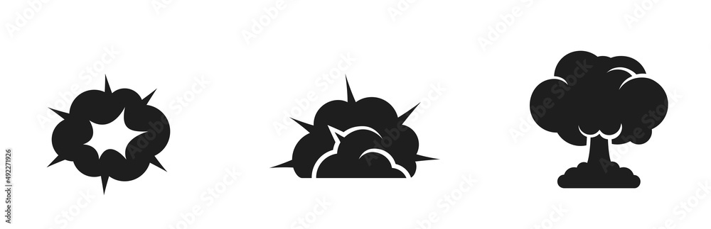 bomb explosion icon set. war and blast symbols. isolated vector images ...