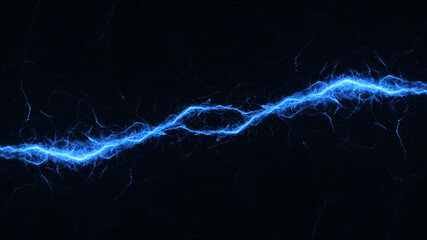 Wall Mural - Blue fractal lightning background, electrical abstract