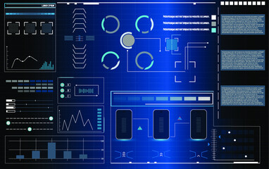 Poster - Futuristic Vector HUD Interface Screen Design. Digital callouts titles. HUD UI GUI futuristic user interface screen elements set. High tech screen for video game. Sci-fi concept design.	
