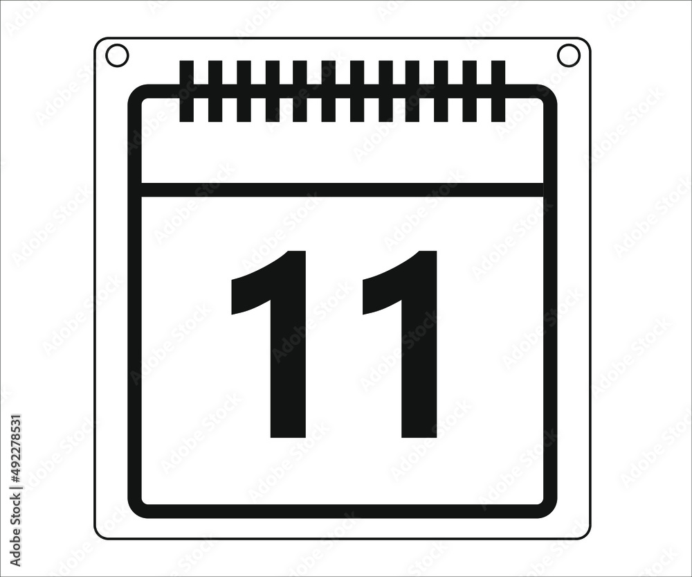 day 11. calendar vector design and black and white illustration