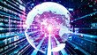 © InfiniteFlow - Futuristic global network and tacit digital data transfer 3D graphic . Concept of smart digital transformation and technology disruption that changes global trends in new information era .
