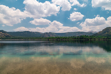 Wall Mural - Crater lake in Golcuk Isparta/Turkey. Reflection of blue sky lake, spring 