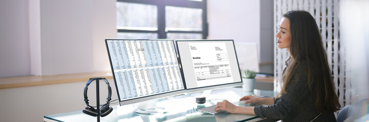 Poster - Woman Using Invoice Software