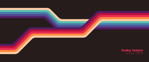 Wall Mural - Futuristic background in simple retro style design with colorful lines. Vector illustration.