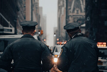 Two Officers Watching The Memorial Parade Of Jason Rivera In New York City