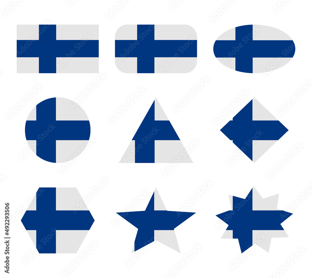 filand set of flags with geometric shapes Stock Vector | Adobe Stock