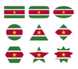 suriname set of flags with geometric shapes