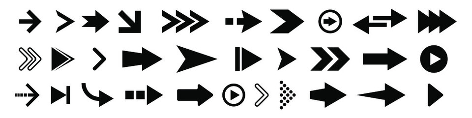 Poster - Black different arrow icon set. Vector icons isolated on white background. EPS 10