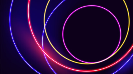 Wall Mural - Circular spiral neon light abstract background