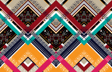 Ethnic Abstract Pattern Art. Seamless Pattern In Tribal, 
Folk Embroidery, And Mexican Style. Aztec Geometric Art Ornament Print.
Design For Carpet, Wallpaper, Clothing, Wrapping, Fabric, Cover, Texti