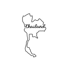 Wall Mural - Thailand outline map with the handwritten country name. Continuous line drawing of patriotic home sign. A love for a small homeland. T-shirt print idea. Vector illustration.