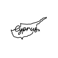 Wall Mural - Cyprus outline map with the handwritten country name. Continuous line drawing of patriotic home sign. A love for a small homeland. T-shirt print idea. Vector illustration.