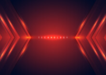 Abstract Technology Concept Red Arrow Lighting Effect Triangle On Dark Background