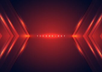 Wall Mural - Abstract technology concept red arrow lighting effect triangle on dark background
