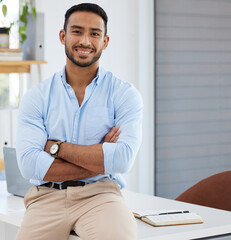 Aufkleber - There are many rewards waiting at the end of hard work. Portrait of a confident young businessman standing with his arms crossed in an office.