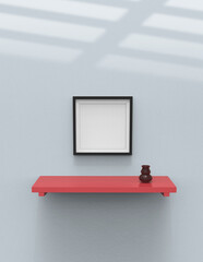 Poster - frame background using 3D rendering and geometry. Framed background mock-up for poster design or exhibition of artwork. 3d rendering illustration.