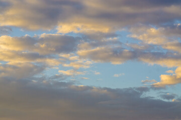 Wall Mural - Blue sky with fluffy cloud evening sky