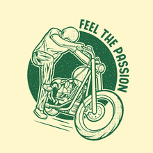 Kickstart Motorcycle Vintage Vector Illustration