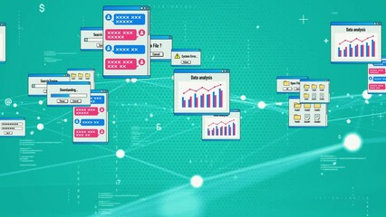 Poster - dialogs of software and communication network concept.