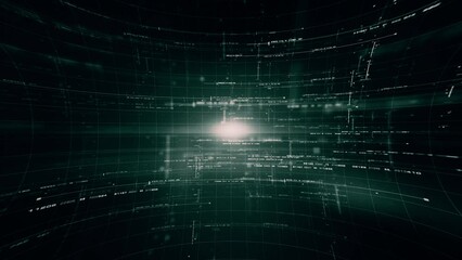 Aufkleber - Futuristic artificial neural networks simulation, artificial intelligence deep learning performing analytic computational head up display loop background