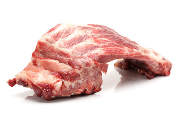 Wall Mural - Raw spare ribs on white background 