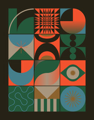 Aufkleber - bauhaus aesthetics graphics art made vector geometric shapes and abstract forms