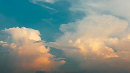 Wall Mural - blue sky and white clouds in cool color tone.