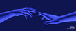 Hands reaching towards each other. Concept of human relation, togetherness or  partnership. 3D vector illustration. Can be used for advertising, marketing or presentation.