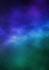 Wall Mural - night starry sky and bright blue green galaxy, vertical background