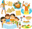 Passover clip art set with the holidays symbols