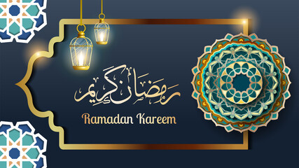 Wall Mural - Muslim greeting card, invitation,poster, banner, abstract background design template. Ramadan banner