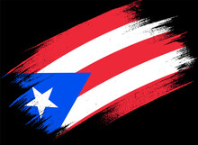 Puerto Rico Flag With Brush Paint Textured Isolated  On Png Or Transparent Background,Symbol Of Puerto Rico,template For Banner,promote, Design, And Business Matching Country Poster, Vector