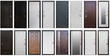 © Koray - Isolated Door in different colors and metallic door handles. White,grey, black, brown, with mirror. opens left, right. Set of entrance metal doors.