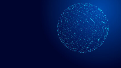 Fototapete - Sphere with moving information particles. Global communication technology. 3D rendering.