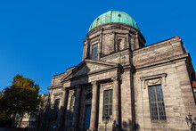 Saint Elisabeth Church In Nuremberg Germany . Large Domed Catholic Cathedral