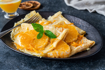 Canvas Print - Crepes Suzette - French pancakes with orange liqueur sauce