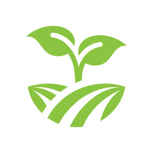 Field And Crop, Seedling Sprout Vector Icon. Agriculture, Growing Plant Filled Symbol.