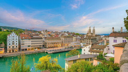 Wall Mural - Zurich city downtown skyline cityscape of Switzerland