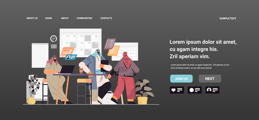 Poster - arab businesspeople team working together in office business people planning company strategy teamwo