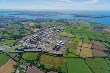 Wall Mural - Aerial Views of Pembroke Dock and And Oil and Gas terminals at Milford Haven, Wales, UK