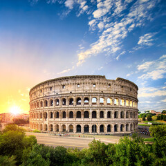 Sunrise at the colosseum in Rome, Italy