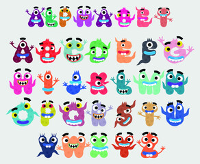 Wall Mural - English capital letters, writing style in the form of cute monsters