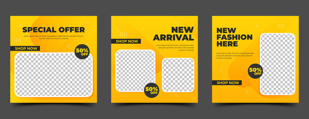 Wall Mural - Fashion sale promotion social media post template design collection.