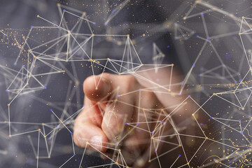 Digital technology background. Network connection dots and lines.